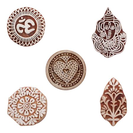 Set of 5 Piece New Mix Wooden Printing Blocks